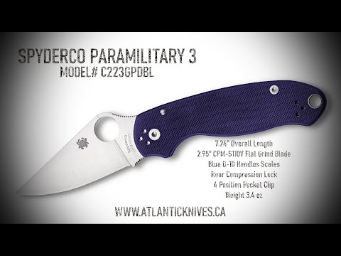 Spyderco Paramilitary 3 (Blue/S110V) Model# C223GPDBL