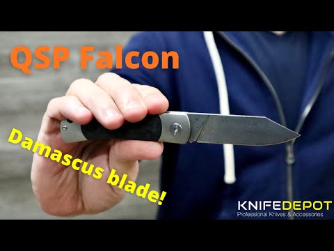 QSP FALCON | DAMASCUS Blade TITANIUM Steel Handle