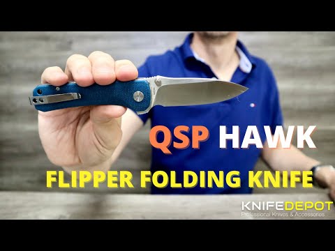 QSP HAWK | Flipper Folding Knife with DAMASCUS STEEL