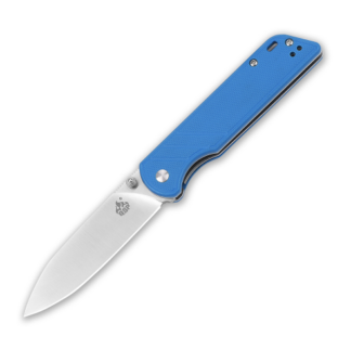 QSP Parrot Liner Lock Flipper Folding Knife, Blue G10 Handle