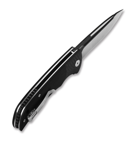 QSP Harpyie EDC Flipper Folding Knife, Black G10/Carbon Fibre Handle