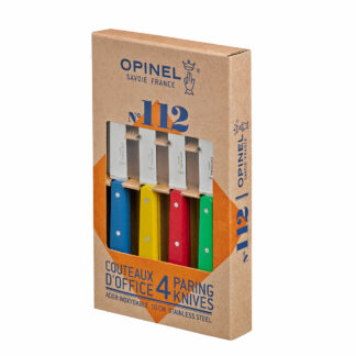 Opinel Paring Knives #112 Classic Stainless Steel Set of Four (blue, yellow, red, green)