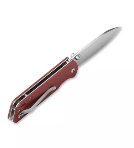 QSP Parrot Liner Lock Flipper Folding Knife, Red Micarta Handle