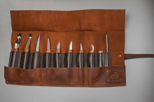 Beaver Craft S18X Premium Wood Carving Set with Leather Tool Roll