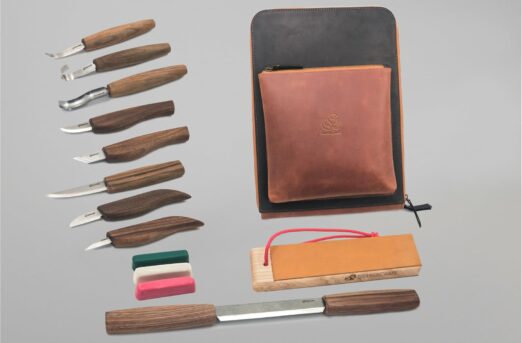 Beaver Craft S50X Deluxe Wood Carving Set in Leather Shoulder Bag