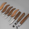 BeaverCraft S18X Premium Wood Carving Set with Walnut Handles and Leather Tool Roll