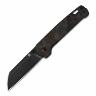 QSP Penguin Folding Knife - Shredded Carbon Fibre G10 Handle, Red