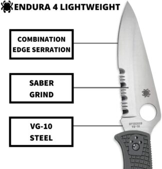 Spyderco Endura 4 Lightweight Combo Blade - Black