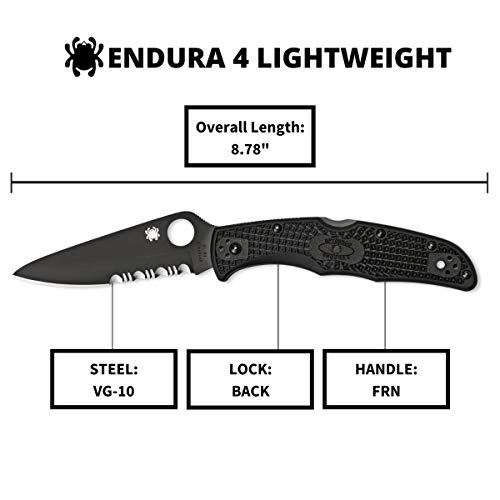 Spyderco Endura 4 Lightweight Black - Combo Black Blade