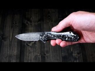 CIVIVI Elementum C907C-DS2 Damascus Blade with Shredded Carbon Fibre and Silver in Resin Handle