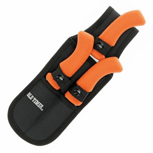 Schrade Old Timer Blaze Hunting Knife 3 Piece Set w/ Sharpener and Nylon Pouch P1105592 - Orange