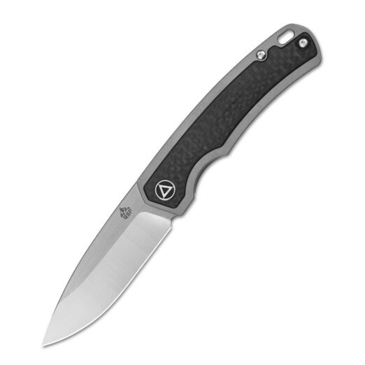 QSP Puffin QS127-D2 - CPM-S35VN Steel, Grey Titanium/Carbon Fibre Inlay, No Thumb Studs