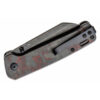 QSP Penguin QS130-URD - Shredded Carbon Fibre/Red G10 Handle with Black Stonewash Blade