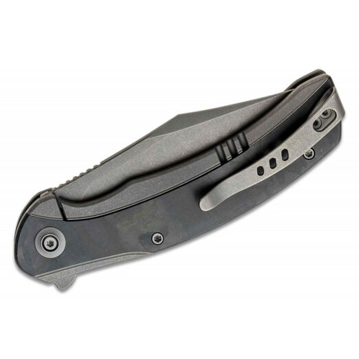 WE Knife Co. Snick WE19022F-2, Grey Titanium with Marble CF Inlay, and Stonewash CPM-20CV Blade