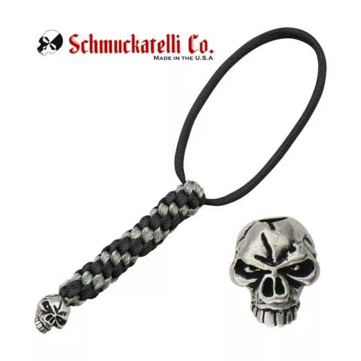 Schmuckatelli Emerson Black/Digital Camo Lanyard with Pewter Skull Bead