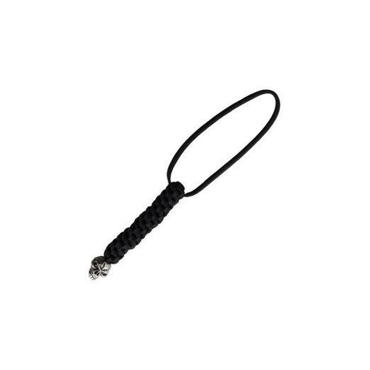 Schmuckatelli Emerson Black Lanyard with Pewter Skull Bead