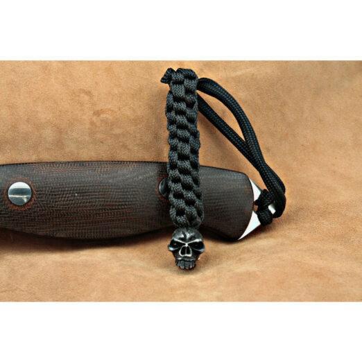 Schmuckatelli Emerson Black Lanyard with Black Oxidised Pewter Skull Bead