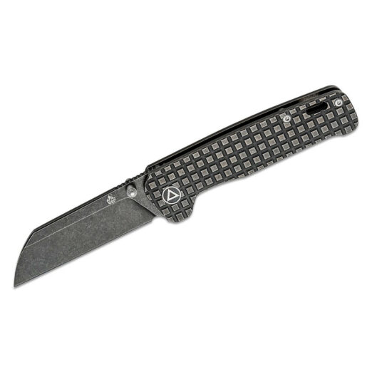 QSP Penguin QS130-OFRG, Black Titanium Frag Handle with Black Stonewash Blade