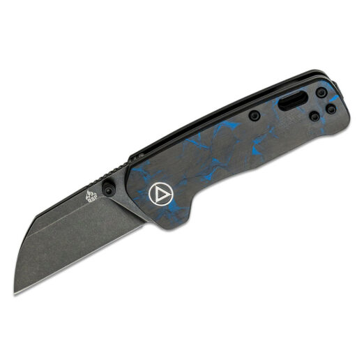 QSP Penguin Mini QS130XS-D2, Carbon Fibre/Blue G10 with Black Stonewashed 14C28N Blade