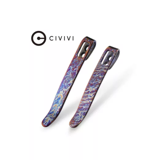 CIVIVI T002A Flamed Titanium Pocket Clips - Set of Two, No Screws Included