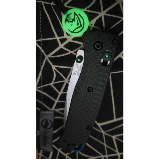 Glow Rhino Black Thumb Stud with Green Tritium for Benchmade Bugout, Griptilian and Osborne