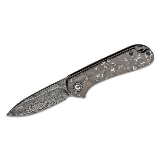 CIVIVI Elementum C907C-DS2 - Damascus Blade with Shredded Carbon Fibre and Silver in Resin Handle