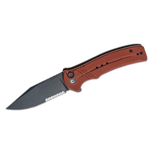 CIVIVI Cogent C20038E-2, Black Stonewashed 14C28N Combo Blade, Burgundy G10, Button Lock