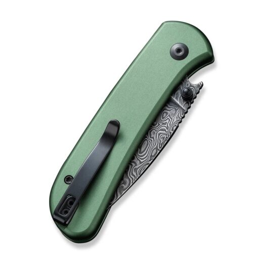 CIVIVI Qubit C22030E-DS1, Green Aluminium, Damascus Blade, Button Lock