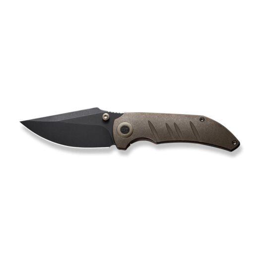 WE Knife RiffRaff WE22020B1 Black Stonewashed CPM 20CV Blade, Bronze Titanium Handle Knife