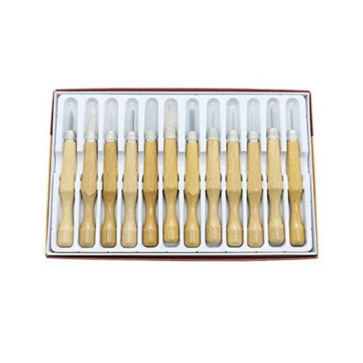 Knife Depot 12 Piece Wood Carving Chisel Set (SK7 Various Blades with Ergonomic Handles)