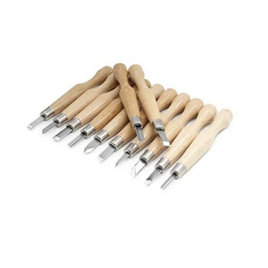 Knife Depot 12 Piece Wood Carving Chisel Set (SK7 Various Blades with Ergonomic Handles)