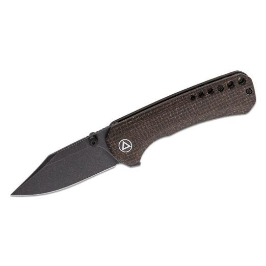 QSP Kestrel QS145-A2 Dark Brown Micarta with Black Stonewashed 14C28N Blade