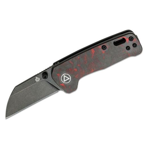 QSP Penguin Mini QS130XS-E2, Shredded Red G10/Carbon Fibre with Black Stonewashed 14C28N Blade