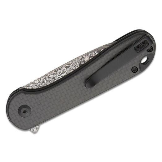 CIVIVI  Button Lock Elementum II C18062PB-DS1, Twill Carbon Fibre Overlay on Black G10 with Damascus Blade