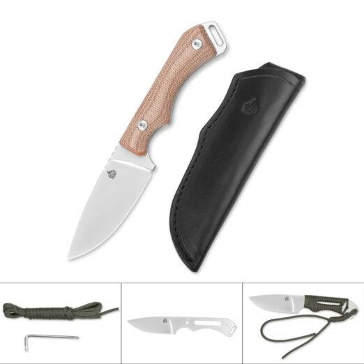 QSP Workaholic QS124-A Fixed Blade Knife, Brown Micarta Handle