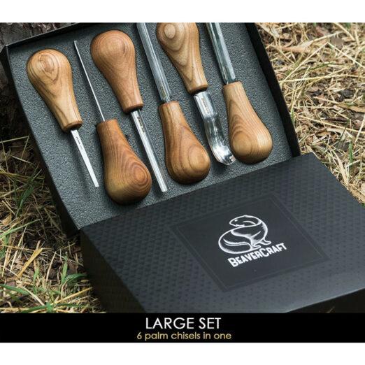 Beaver Craft SC05 Woodcarving Chisel Set with Palm Handles
