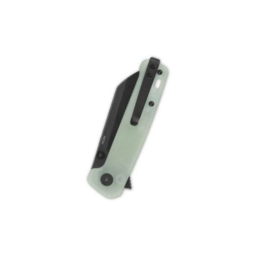 QSP Penguin Button Lock QS130BL-B2, Jade G10 with Black Stonewashed 14C28N Blade
