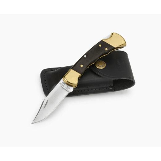 Buck 112BRSFG-B Folding Ranger with Finger Grooves and Leather Pouch