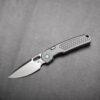 Vosteed Psyop - 3.32" Satin Elmax Blade, Patterned Titanium Handle, Top Liner Lock - A2202