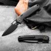 Vosteed Psyop - 3.32" Black Elmax Blade, Black Titanium Handle, Top Liner Lock - A2203