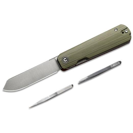 CIVIVI Sendy C21004B-1, Green G10 with Red G10 Spacers, Satin Nitro-V Spey Blade