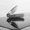 Vosteed Psyop - 3.32" Satin Elmax Blade, Patterned Titanium Handle, Top Liner Lock - A2202