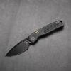 Vosteed Psyop - 3.32" Black Elmax Blade, Black Patterned Titanium Handle, Top Liner Lock - A2201