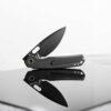 Vosteed Psyop - 3.32" Black Elmax Blade, Black Patterned Titanium Handle, Top Liner Lock - A2201