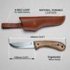 BeaverCraft BSH2 Glacier - 4.13" Carbon Steel Fixed-Blade Bushcraft Knife with Walnut Handle and Leather Cover