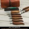 BeaverCraft S18X Premium Wood Carving Set with Walnut Handles and Leather Tool Roll