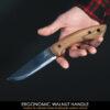 BeaverCraft BSH1 Dune - 4.92" Carbon Steel Fixed-Blade Bushcraft Knife with Walnut Handle and Leather Cover