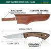 BeaverCraft BSH1 Dune - 4.92" Carbon Steel Fixed-Blade Bushcraft Knife with Walnut Handle and Leather Cover