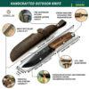BeaverCraft BSH4 Dusk - 4.92" Coated Carbon Steel Fixed-Blade Bushcraft Knife with Walnut Handle and Leather Cover