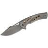 WE Knife Co. Swiftfin WE23051-3, 3.8" Polished Grey Modified Clip Point CPM-20CV Blade, Polished Grey Milled Titanium Handles, Damasteel Pivot Cap